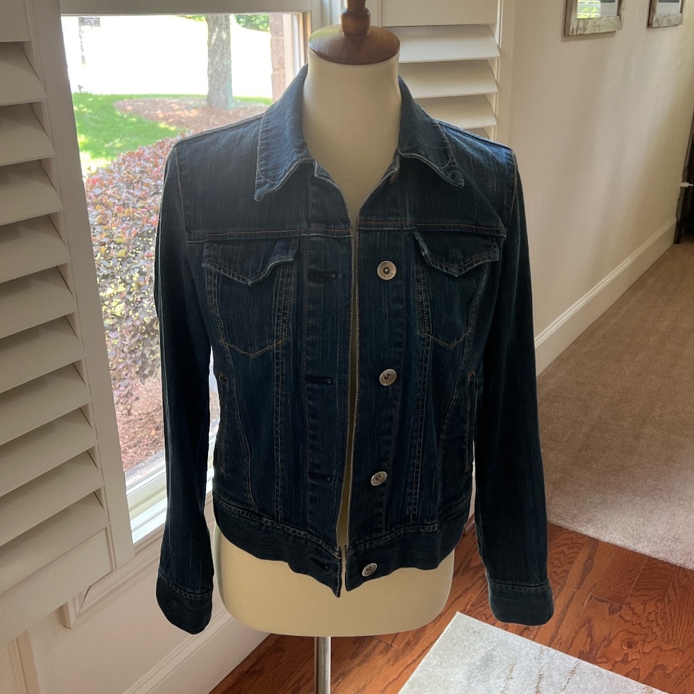 Gap Classic Women's Blue Jean Jacket - Gap Stretch Small Medium-Dark Blue